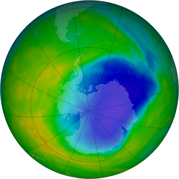 Antarctic ozone map for 05 November 1992